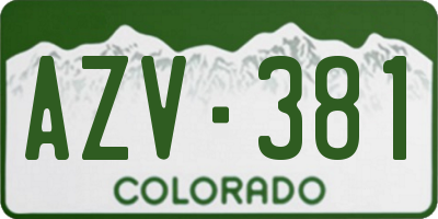 CO license plate AZV381