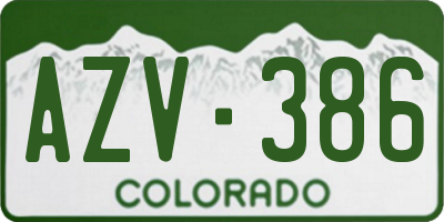 CO license plate AZV386