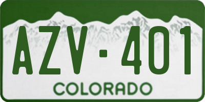 CO license plate AZV401