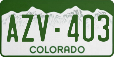 CO license plate AZV403