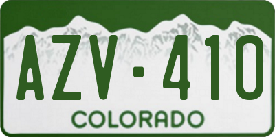 CO license plate AZV410