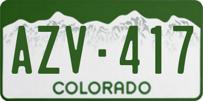 CO license plate AZV417