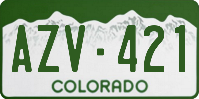 CO license plate AZV421