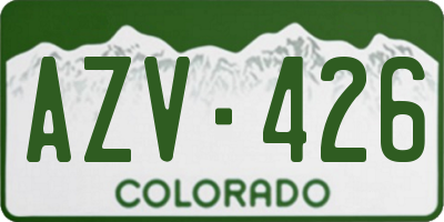 CO license plate AZV426