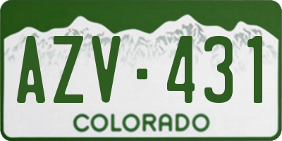 CO license plate AZV431