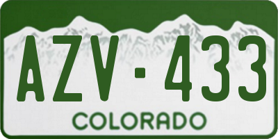 CO license plate AZV433