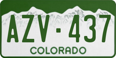 CO license plate AZV437