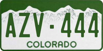 CO license plate AZV444