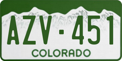 CO license plate AZV451