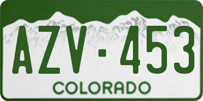 CO license plate AZV453