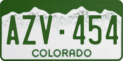 CO license plate AZV454