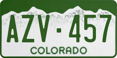 CO license plate AZV457