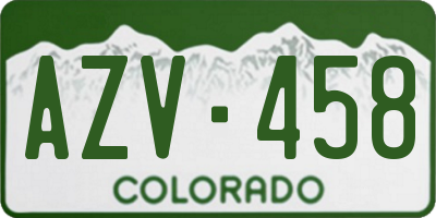 CO license plate AZV458