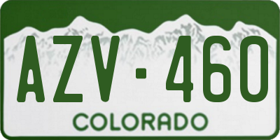 CO license plate AZV460