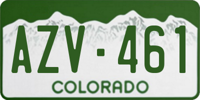 CO license plate AZV461