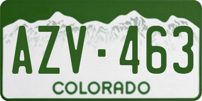 CO license plate AZV463