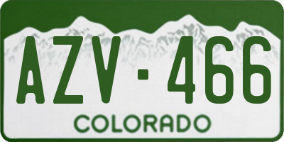 CO license plate AZV466