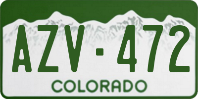 CO license plate AZV472