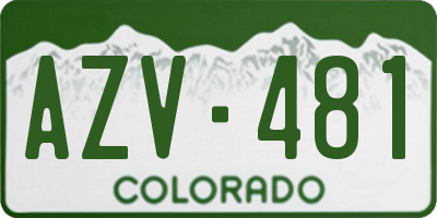 CO license plate AZV481