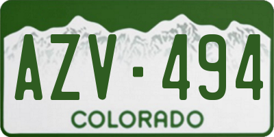 CO license plate AZV494