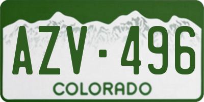 CO license plate AZV496