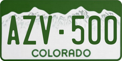 CO license plate AZV500