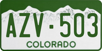 CO license plate AZV503