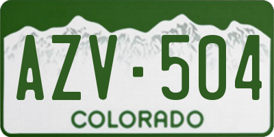 CO license plate AZV504