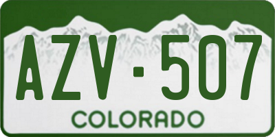 CO license plate AZV507