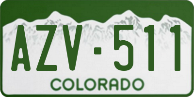 CO license plate AZV511