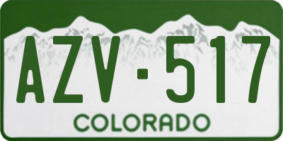 CO license plate AZV517