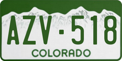 CO license plate AZV518