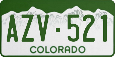 CO license plate AZV521