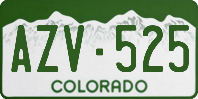 CO license plate AZV525