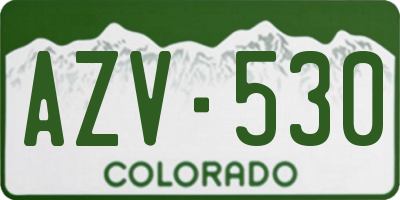 CO license plate AZV530