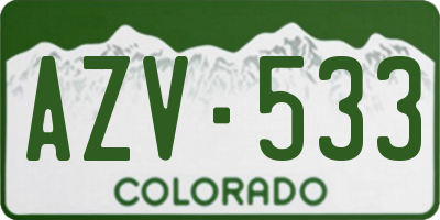 CO license plate AZV533