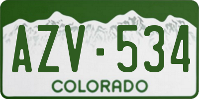 CO license plate AZV534