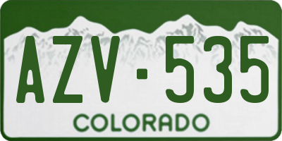 CO license plate AZV535