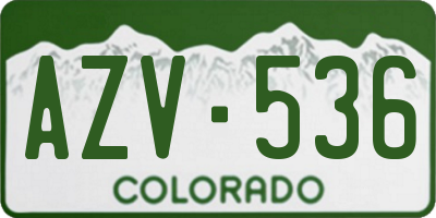 CO license plate AZV536