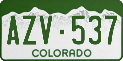 CO license plate AZV537