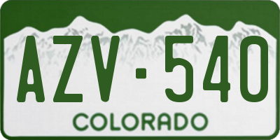 CO license plate AZV540