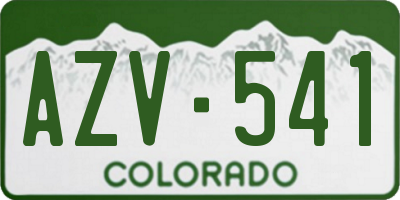 CO license plate AZV541