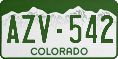 CO license plate AZV542