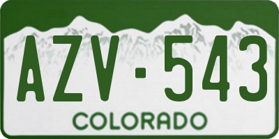 CO license plate AZV543