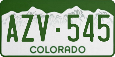 CO license plate AZV545