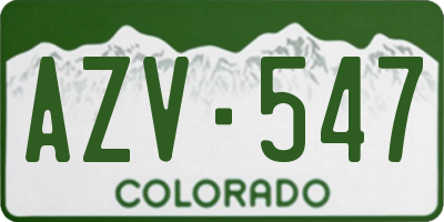 CO license plate AZV547