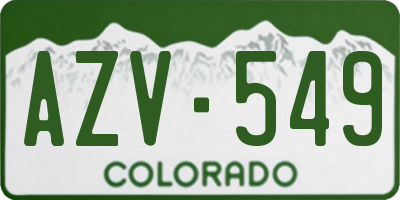 CO license plate AZV549