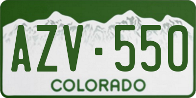 CO license plate AZV550