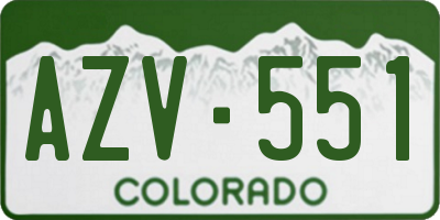 CO license plate AZV551