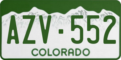 CO license plate AZV552